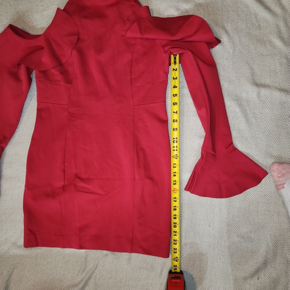 Free People NWT Red Cold Shoulder Dress size Large - Picture 7 of 8